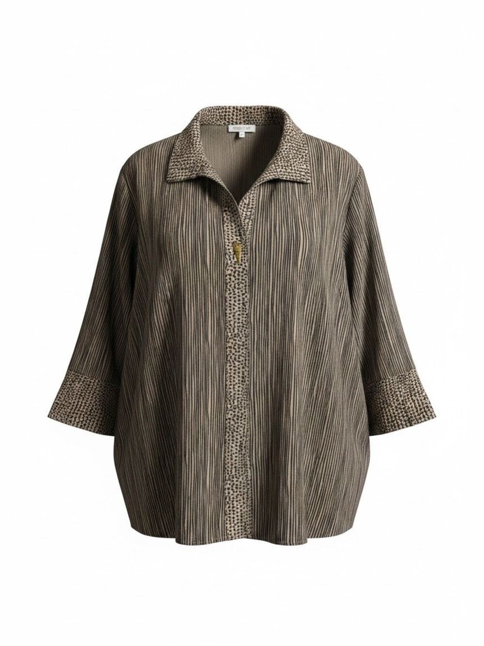 Habitat Clothes to Live In Striped Boxy Tunic Size XL Green Buttons Lizard